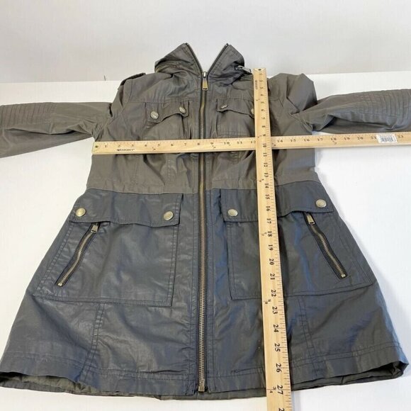 Michael Kors Anorak Full Zip Jacket Womens PXS Two Toned Black Hooded Pockets - Picture 9 of 9